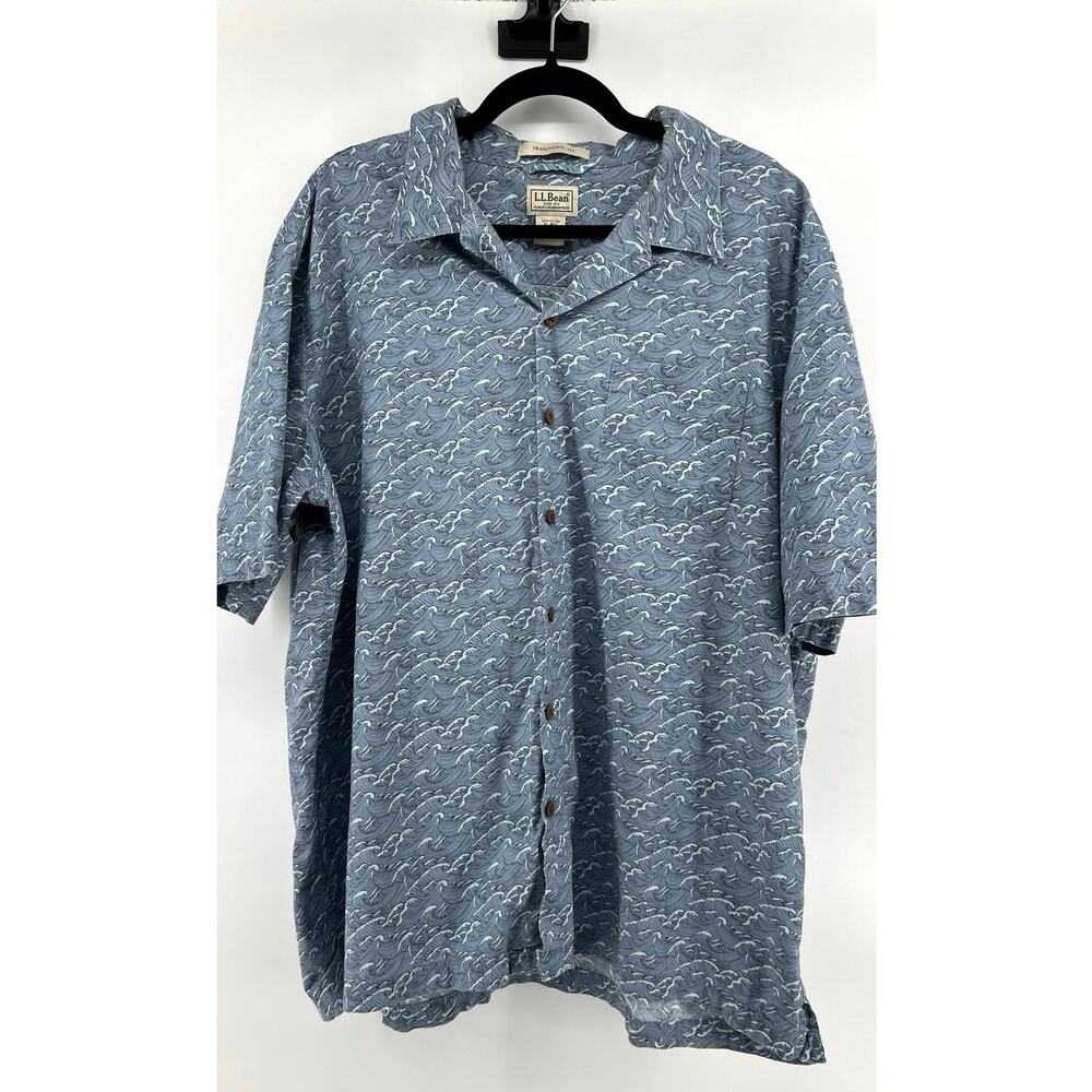 L.L.Bean Men's Traditional Fit Short Sleeve Button Down Shirt Size XL Coastal